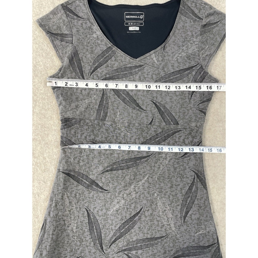 Merrell Opti-Wick Dress Women's Small Grey ShortCap Sleeve V Neck Lined Athletic - Picture 11 of 15